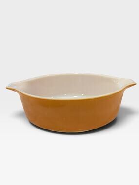 PYREX 1 Pt Casserole Old Orchard Orange Brown Vintage 471 Dish Handles No Lid